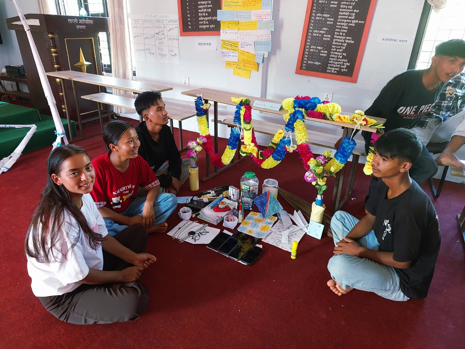 Participants displaying various resources during the Resource Mapping activity.
